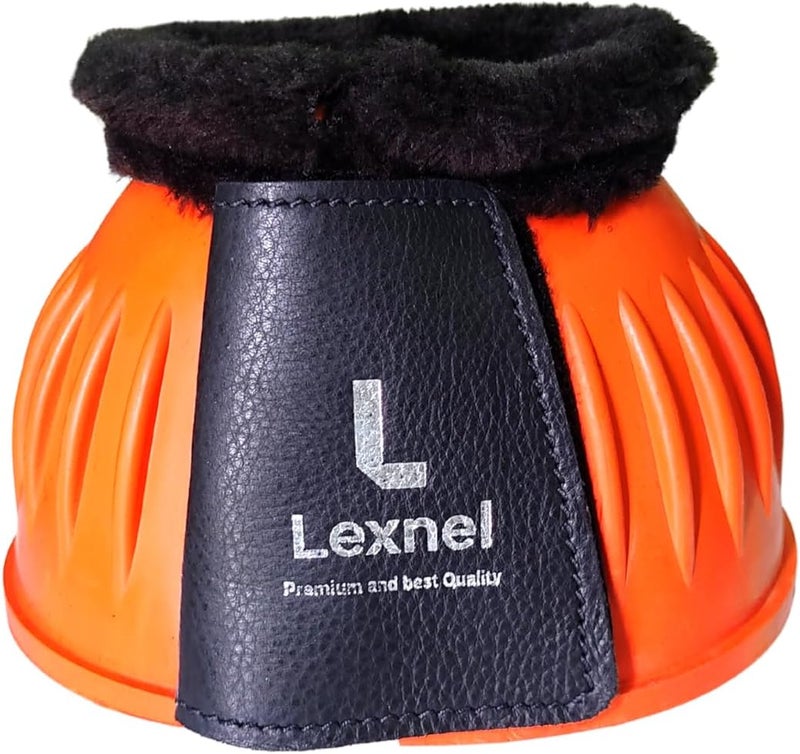 LEXNEL أحذية جرس مطاطية، أحذية جرس متينة للخيول - حماية وراحة متفوقة للحافر 1 زوج (برتقالي، كبير جداً) - Image 1